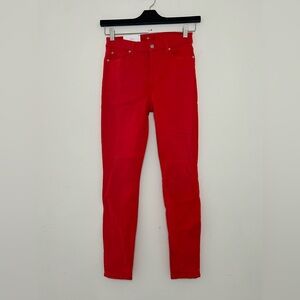 7 for all Mankind Women's Size 26 High Waist Ankle Skinny Stretchy Red Jeans